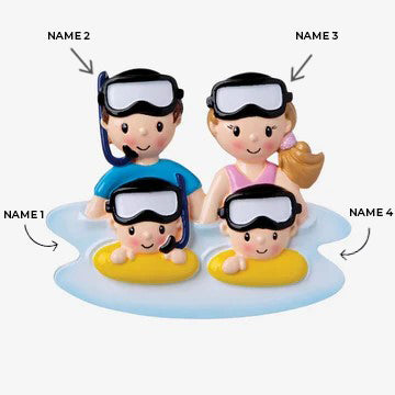 Snorkel Family of 4 Ornament