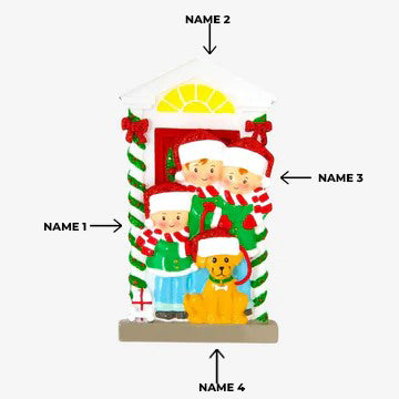 Family of 3 with Dog Christmas Ornament
