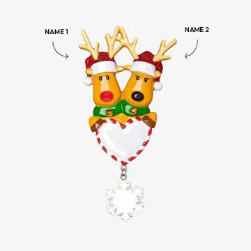 New Reindeer Couple Personalized Christmas Ornament