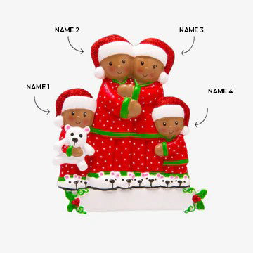 Pajama Family of 4 Ornament