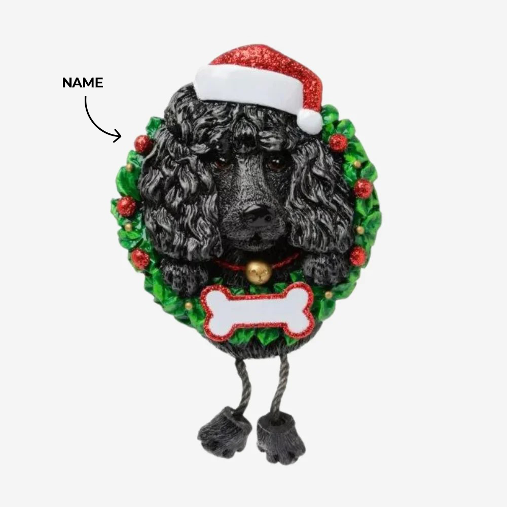 Black Poodle dog Christmas Ornament