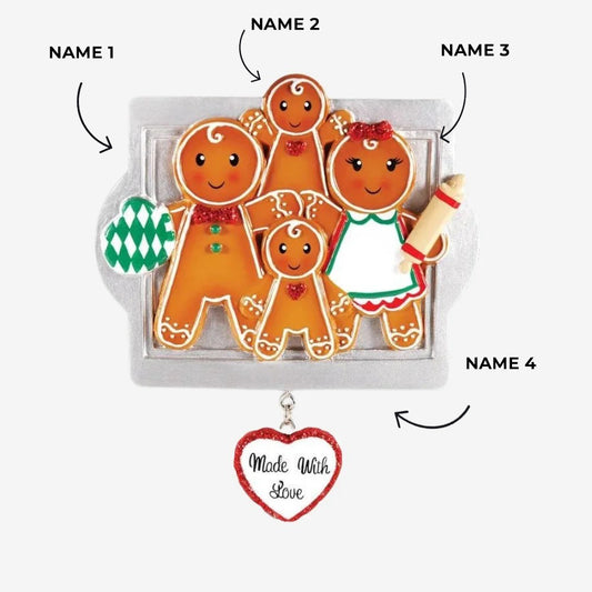 Made W/Love Family Of 4 Personalized Christmas Ornament