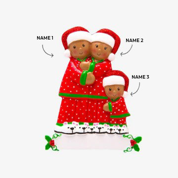 Pajama Family of 3 Ornament