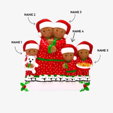 Pajama Family of 5 Ornament