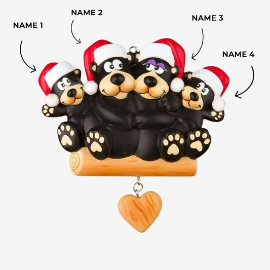 Black Bear Family of 4 Ornament