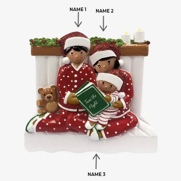 Reading In Bed Family of 3 Ornament