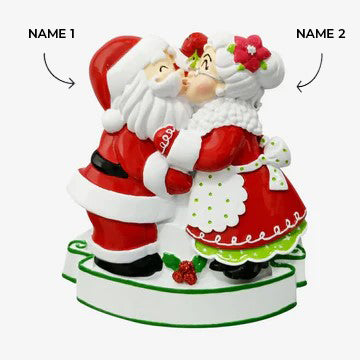 Mr. and Mrs. Clause Kissing Personalized Christmas Ornament