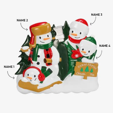 Snow man family of 4 Ornaments