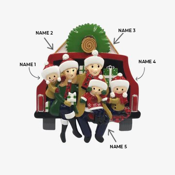 Woody Car Family of 5 Ornament