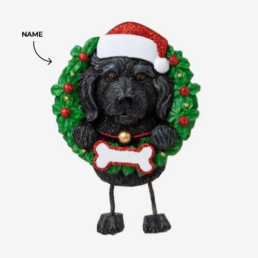 Labradoodle Black dog Christmas Ornament