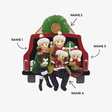 Woody Car Family of 4 Ornament