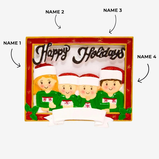 Christmas Card Family of 4 Ornament