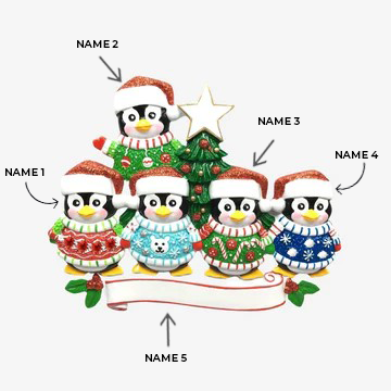 Old Sweater penguin Family of 5