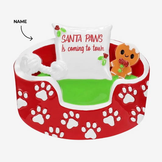 Dog Bed “Santa Paws is Coming To Town ornament