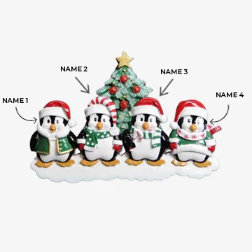 Winter Penguin Family of 4 Ornament