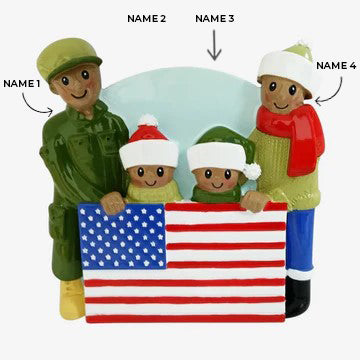 Patriotic Family of 4 Ornament