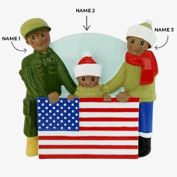 Patriotic Family of 3 Ornament