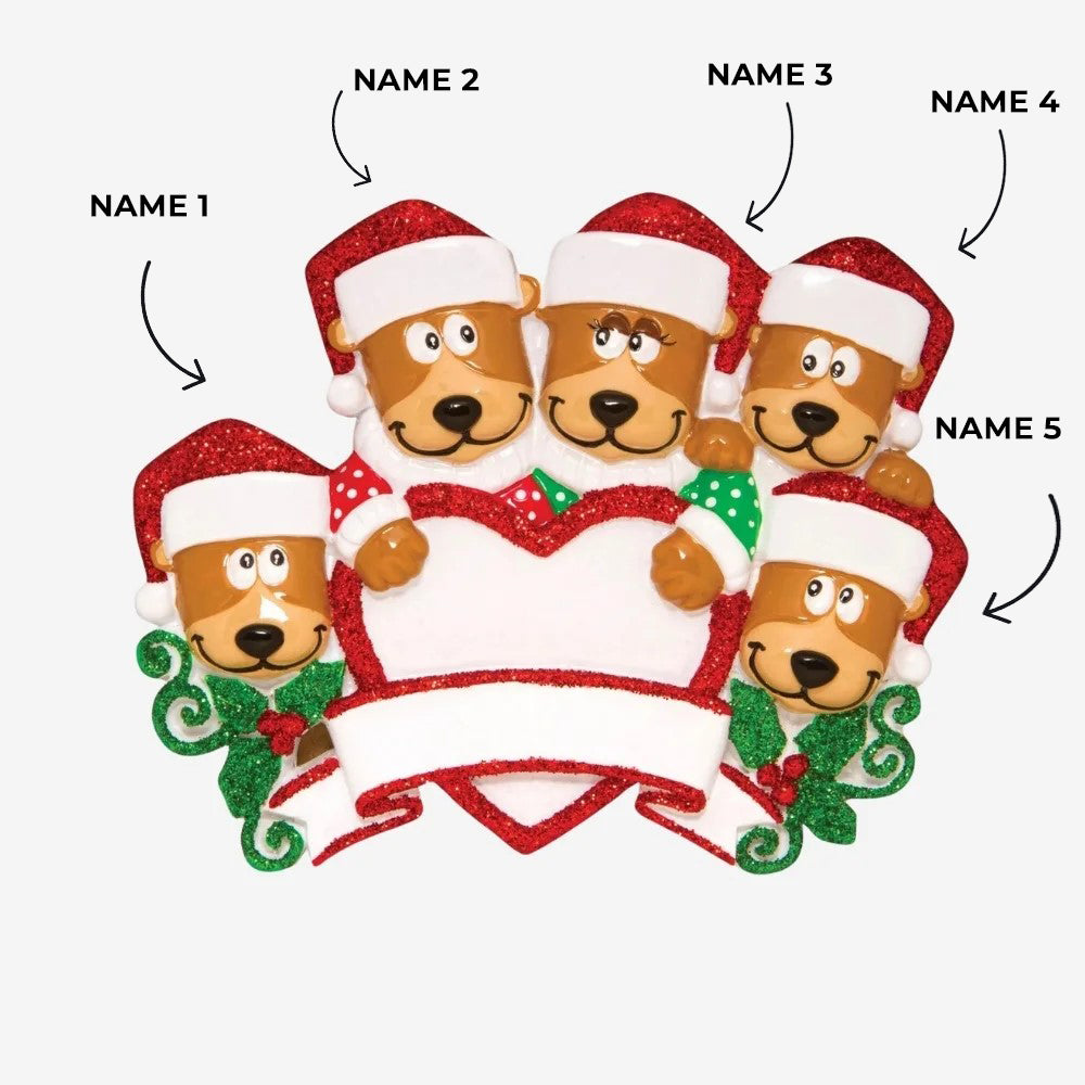 Bear Family Family of 5 Ornament