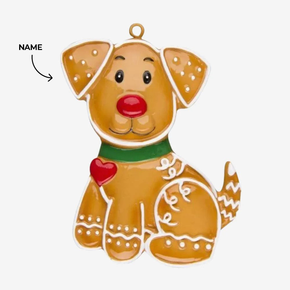 Gingerbread Dog Personalized Christmas Ornament