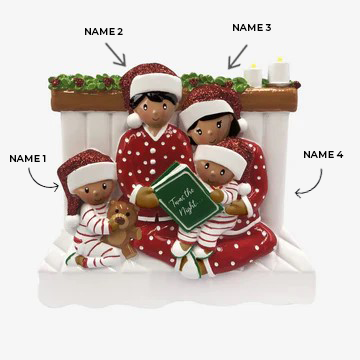 Reading In Bed Family of 4 Ornament