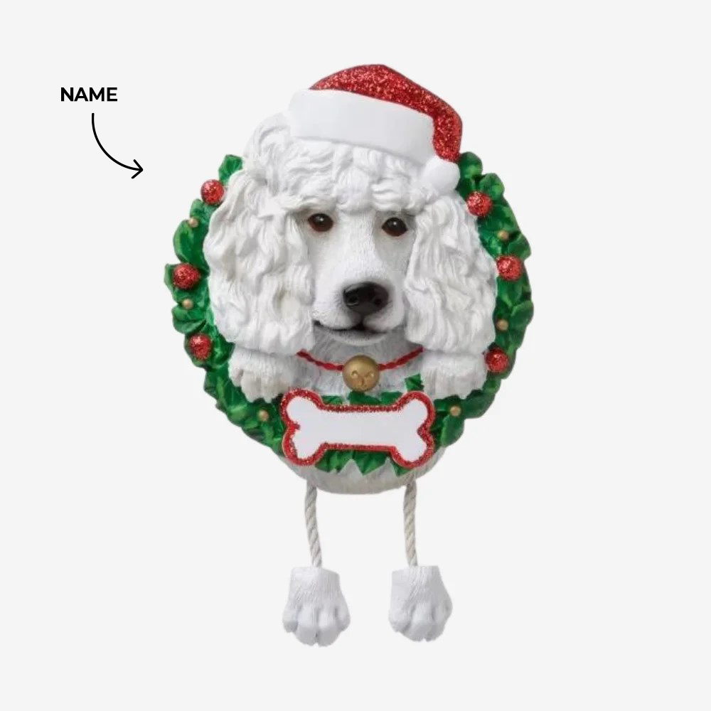 White Poodle dog Christmas Ornament