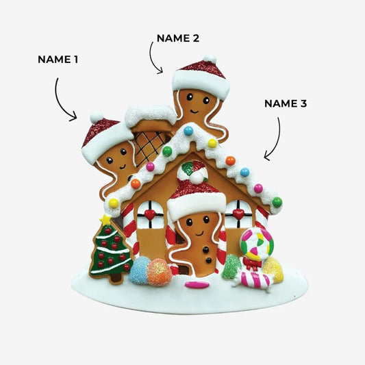 Gingerbread House Family of 3 Ornament