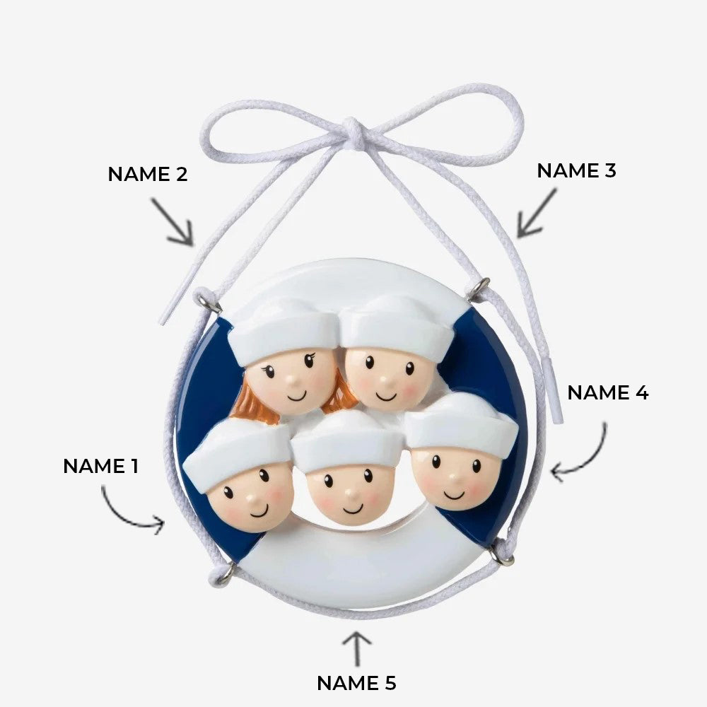 Cruise Ship Family of 5 Ornament