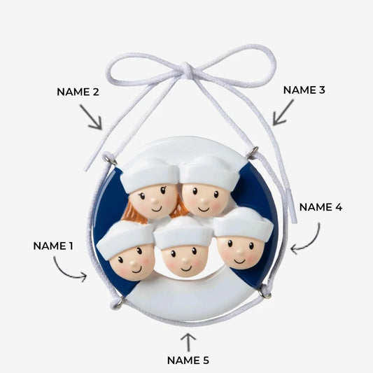 Cruise Ship Family of 5 Ornament