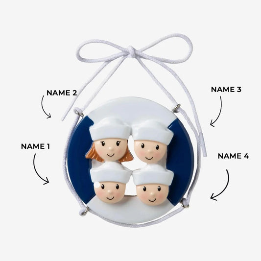 Cruise Ship Family of 4 Ornament