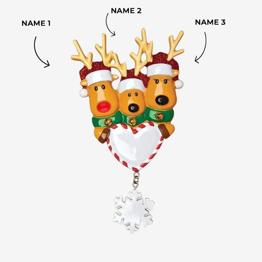 New Reindeer Family of 3 Ornament