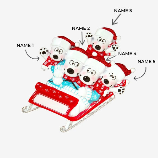 Bears on Sled of 5 Ornament