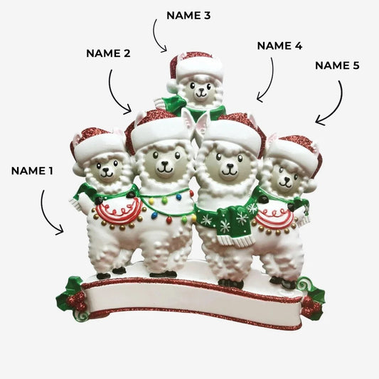 Llama Family of 5 Ornament