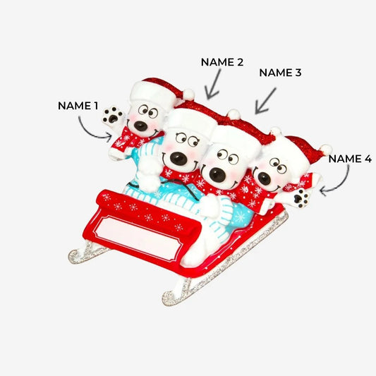 Bears on Sled of 4 Ornament