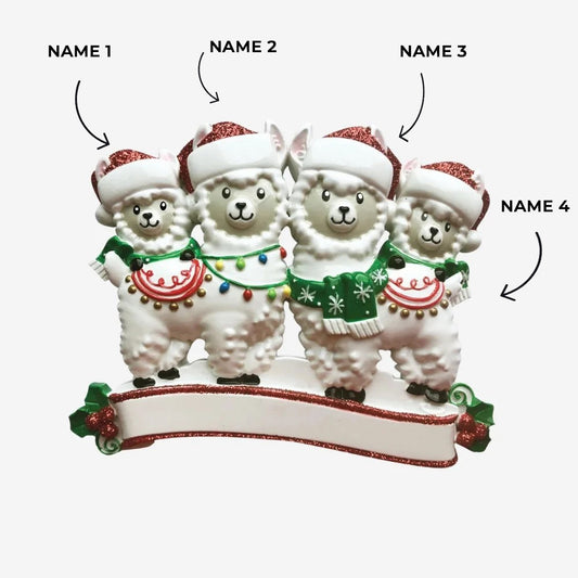 Llama Family of 4 Ornament