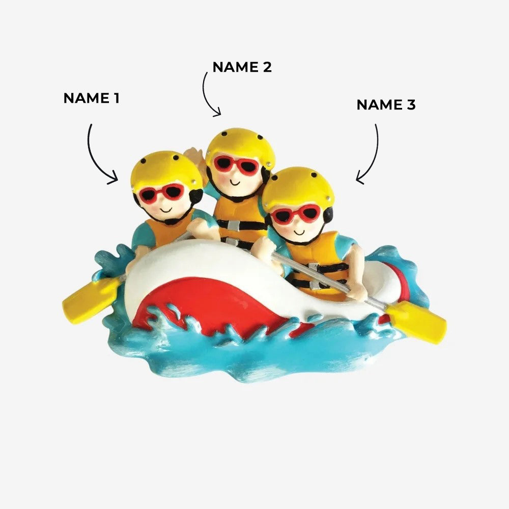 White Water Rafting Family of 3 Ornament