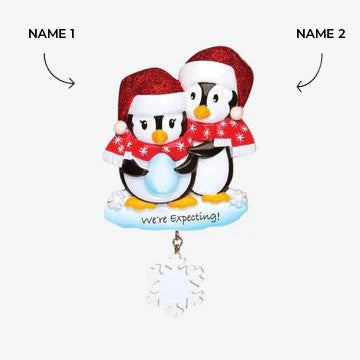 We’re Expecting Penguins Personalized Christmas Ornament