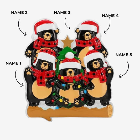 Bears with Scarf Family of 5 Ornament