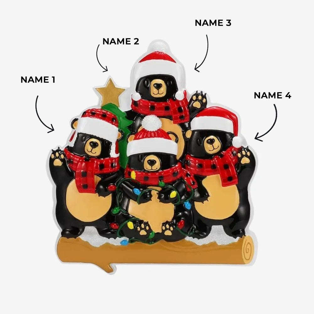 Bears with Scarf Family of 4 Ornament