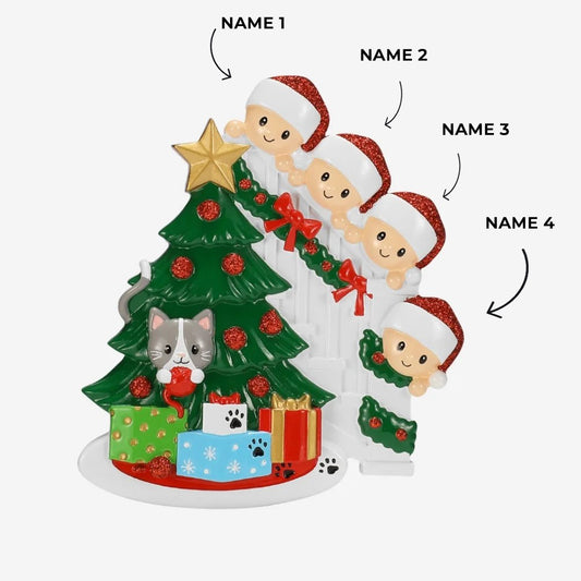 Christmas Tree Family of 4 Ornament