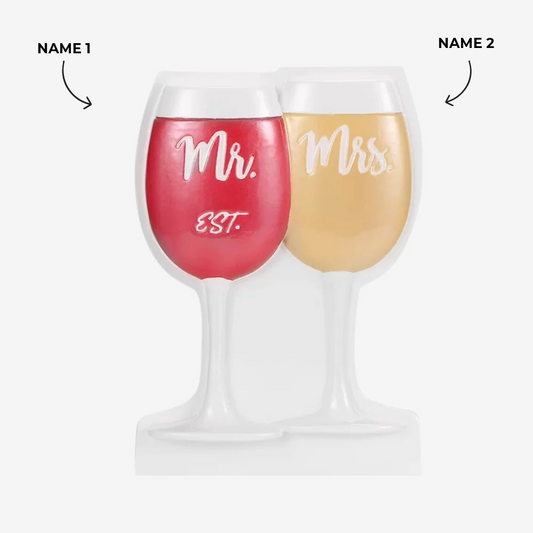 Mr and Mrs Wine Glasses Ornament