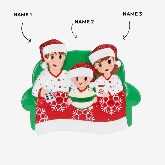 Family of 3 Movie Night Ornament