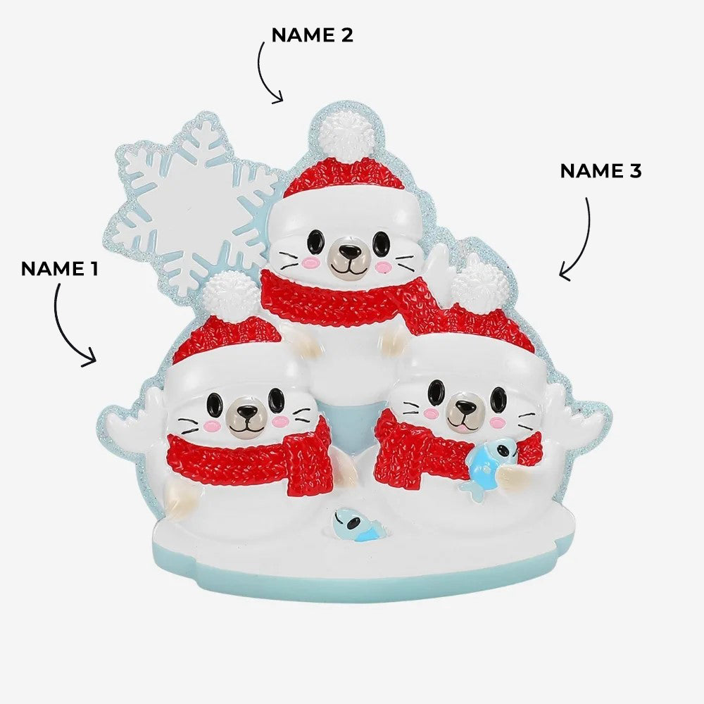 Arctic Seal Family of 3 ornament