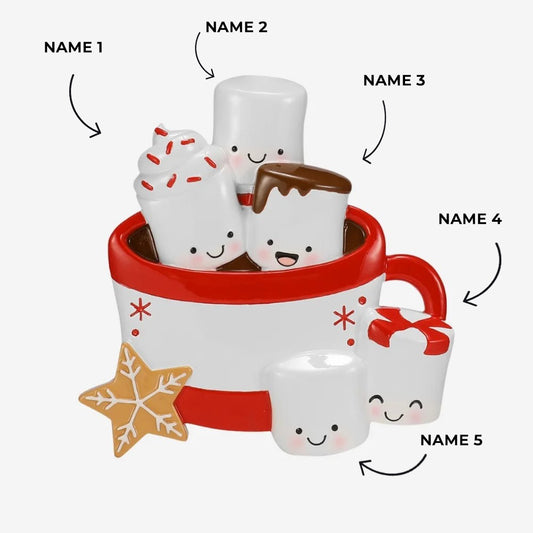 New Hot Cocoa Family of 5 Ornamenty