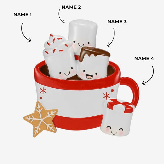 New Hot Cocoa Family of 4 Ornament