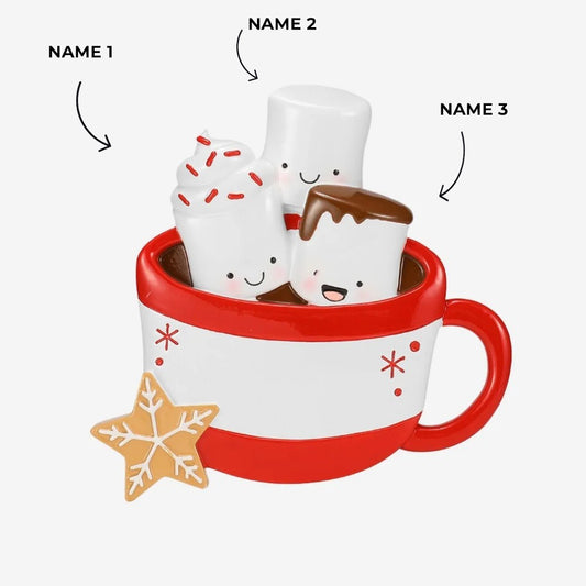 New Hot Cocoa Family of 3 Ornament