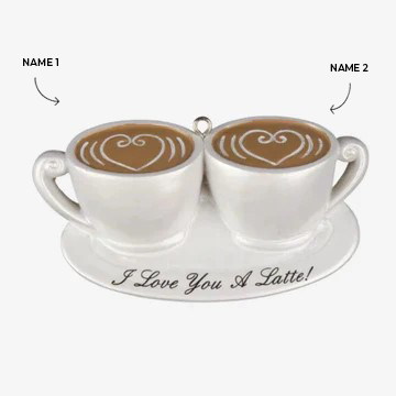 Couple I Love U Latte Personalized Christmas Ornaments