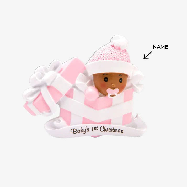 Baby Girl in Present Ornament