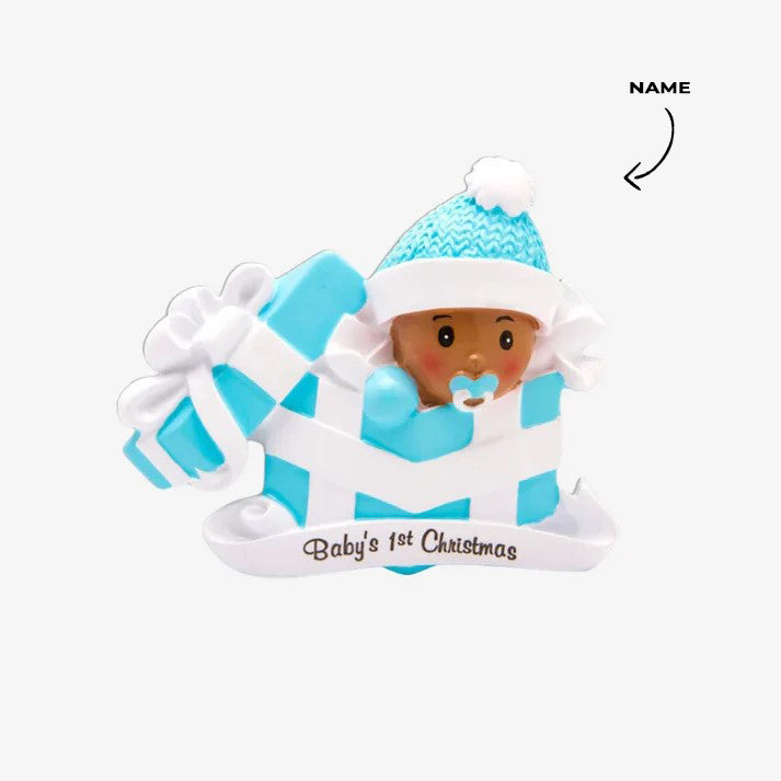 Baby Boy in Present Ornament