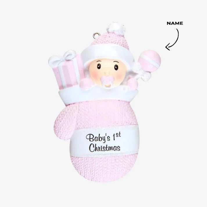 Baby Girl In Mitten Personalized Christmas Ornament