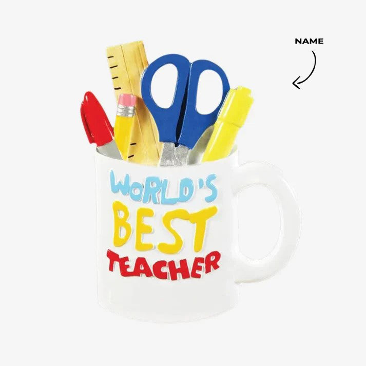 Best Teacher Mug Personalized Christmas Ornament